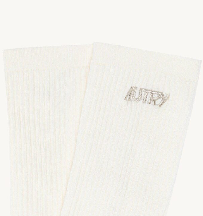 CALCETINES DE ALGODÓN Y RIZO CON LOGO DE LUREX