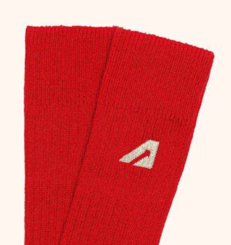 CALCETINES UNISEX DE PUNTO DE ALGODÓN CON LOGO BORDADO COLOR ROJO