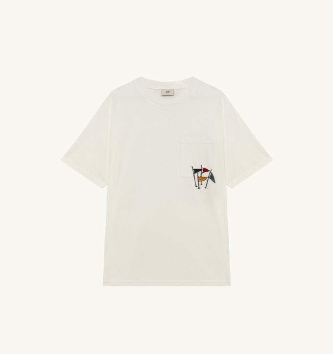 CAMISETA UNISEX CON ESTAMPADO DE BOLSILLO Y BANDERAS