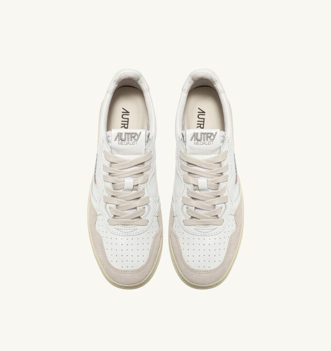 CESTA MEDALISTA BAJA EN CUIR BLANC ET DAIM BEIGE CESTA MEDALISTA BAJA EN CUIR BLANC ET DAIM BEIGE