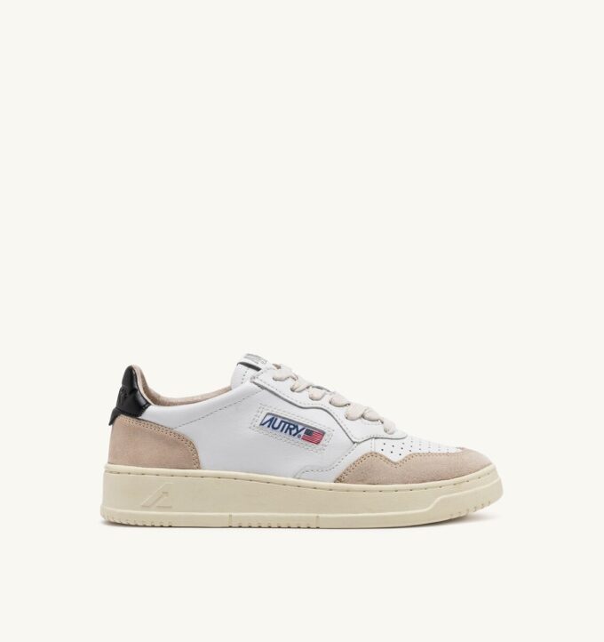 CESTA MEDALISTA BAJA EN CUIR BLANC ET NOIR ET DAIM BEIGE CESTA MEDALISTA BAJA EN CUIR BLANC ET NOIR ET DAIM BEIGE