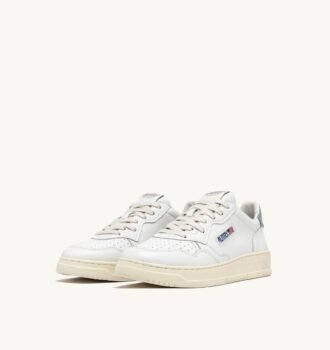 CESTA MEDALISTA BAJA EN CUIR BLANC ET SILVER AZUL