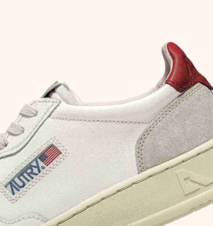 CESTA MEDALISTA BAJA EN CUIR BLANCET ROUGE ET DAIM BEIGE CESTA MEDALISTA BAJA EN CUIR BLANCET ROUGE ET DAIM BEIGE