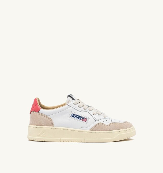 CESTA MEDALISTA LOW EN CUIR ET DAIM BLANC ET TEAROSE CESTA MEDALISTA LOW EN CUIR ET DAIM BLANC ET TEAROSE