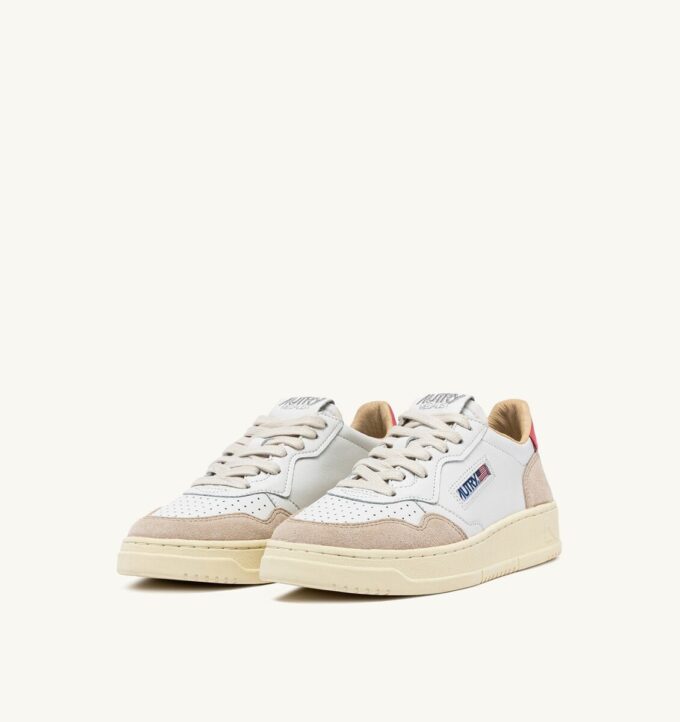 CESTA MEDALISTA LOW EN CUIR ET DAIM BLANC ET TEAROSE CESTA MEDALISTA LOW EN CUIR ET DAIM BLANC ET TEAROSE