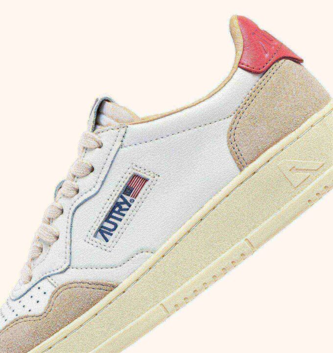 CESTA MEDALISTA LOW EN CUIR ET DAIM BLANC ET TEAROSE CESTA MEDALISTA LOW EN CUIR ET DAIM BLANC ET TEAROSE