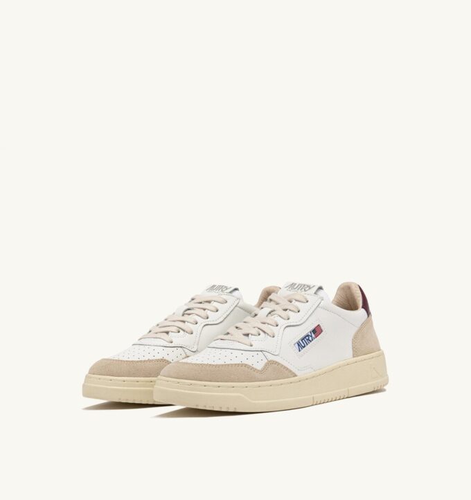 CESTA MEDALISTA LOW EN DAIM ET CUIR BLANC ET BURGUNDY CESTA MEDALISTA LOW EN DAIM ET CUIR BLANC ET BURGUNDY