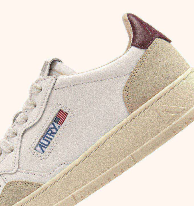 CESTA MEDALISTA LOW EN DAIM ET CUIR BLANC ET BURGUNDY CESTA MEDALISTA LOW EN DAIM ET CUIR BLANC ET BURGUNDY