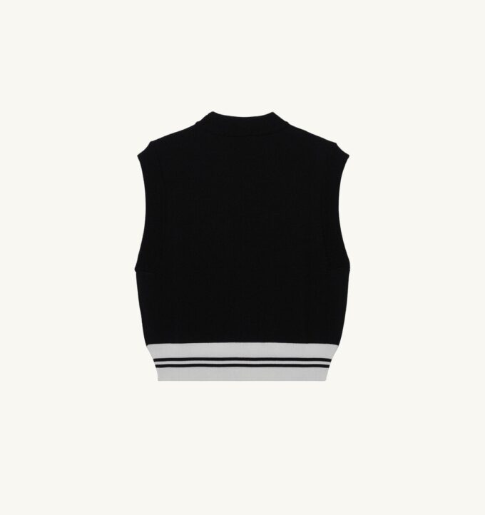CHALECO DE PUNTO CON LOGO BORDADO PARA MUJER CHALECO DE PUNTO CON LOGO BORDADO PARA MUJER