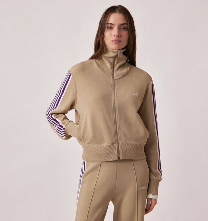 CHAQUETA DE TENIS DE PUNTO DE VISCOSA CON CREMALLERA PARA MUJER