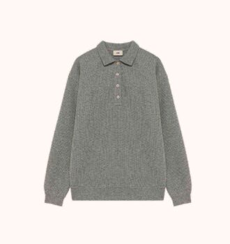 POLO UNISEX DE MANGA LARGA CON LOGO TONAL Y ESTAMPADO DE GOFRE