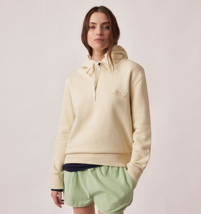 SUDADERA CON CAPUCHA Y LOGO TONAL PARA MUJER