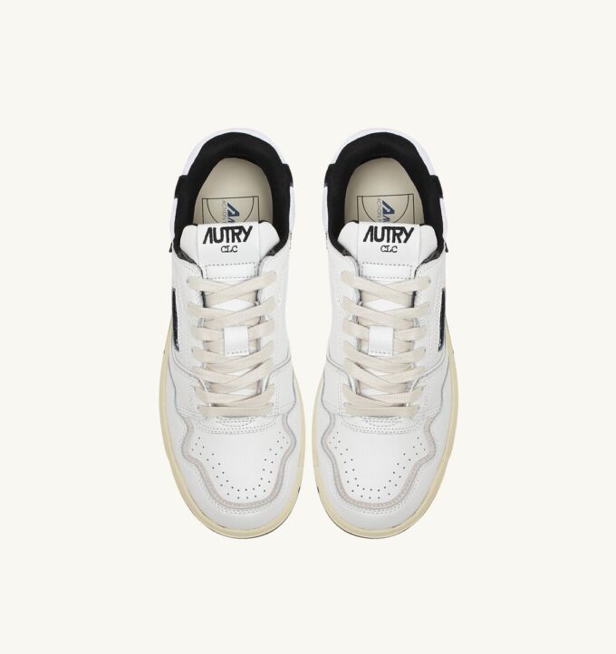 ZAPATILLAS BAJAS CLC DE PIEL BLANCA Y ANTE NEGRO