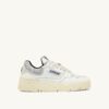 ZAPATILLAS BAJAS CLC DE PIEL BLANCA Y ANTE PLATEADO ZAPATILLAS BAJAS CLC DE PIEL BLANCA Y ANTE PLATEADO