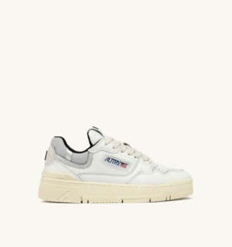 ZAPATILLAS BAJAS CLC DE PIEL BLANCA Y ANTE PLATEADO