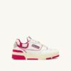 ZAPATILLAS BAJAS CLC DE PIEL BLANCA Y ANTE ROSA BRILLANTE
