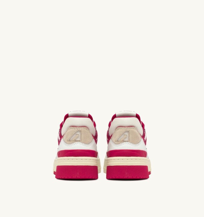 ZAPATILLAS BAJAS CLC DE PIEL BLANCA Y ANTE ROSA BRILLANTE