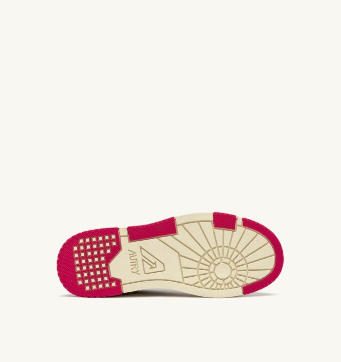 ZAPATILLAS BAJAS CLC DE PIEL BLANCA Y ANTE ROSA BRILLANTE