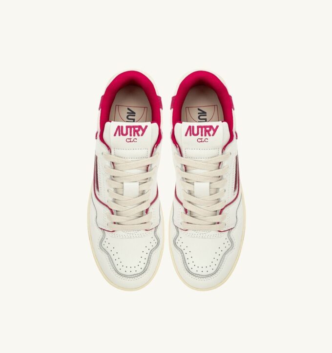 ZAPATILLAS BAJAS CLC DE PIEL BLANCA Y ANTE ROSA BRILLANTE