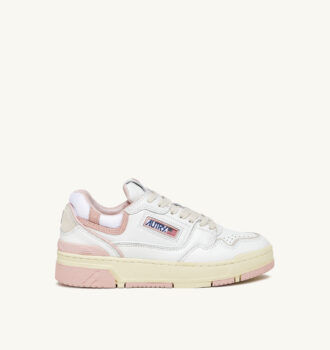 ZAPATILLAS BAJAS CLC DE PIEL BLANCA Y ANTE ROSA POLVO