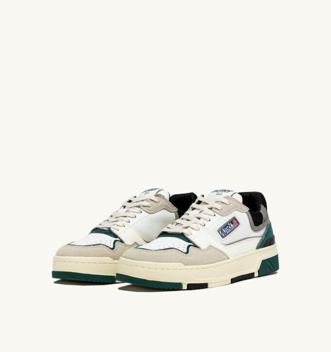 ZAPATILLAS BAJAS CLC EN ANTE Y PIEL BLANCO Y FORESTAL ZAPATILLAS BAJAS CLC EN ANTE Y PIEL BLANCO Y FORESTAL