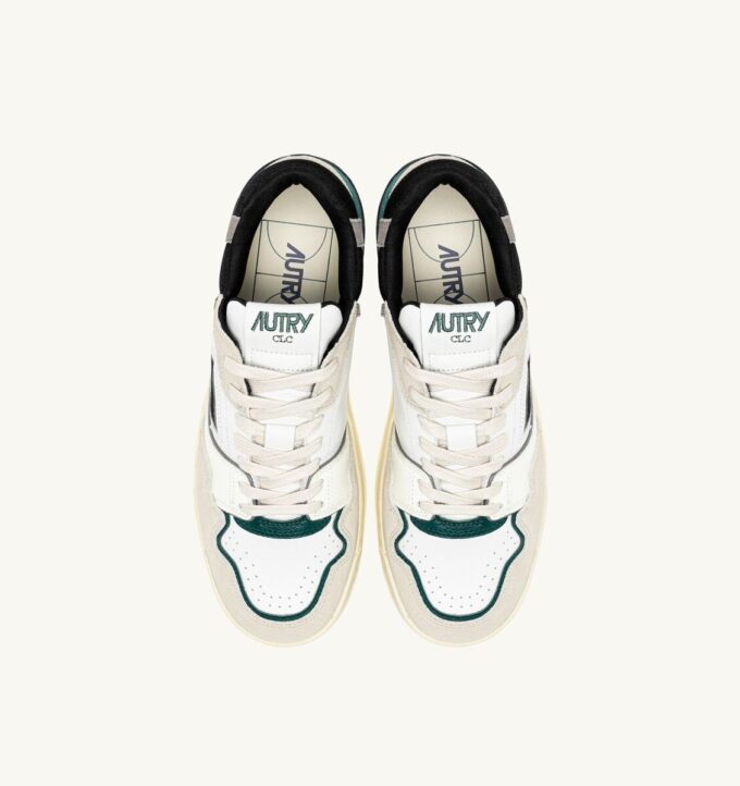 ZAPATILLAS BAJAS CLC EN ANTE Y PIEL BLANCO Y FORESTAL ZAPATILLAS BAJAS CLC EN ANTE Y PIEL BLANCO Y FORESTAL