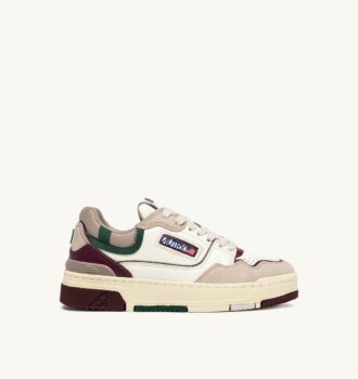 ZAPATILLAS BAJAS CLC EN ANTE Y PIEL COLOR MARFIL, BLANCO Y BURDEOS