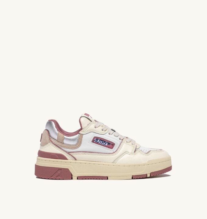 ZAPATILLAS BAJAS CLC EN PIEL BLANCO SUSURRO, ROSA CENIZA Y PLATA ZAPATILLAS BAJAS CLC EN PIEL BLANCO SUSURRO, ROSA CENIZA Y PLATA