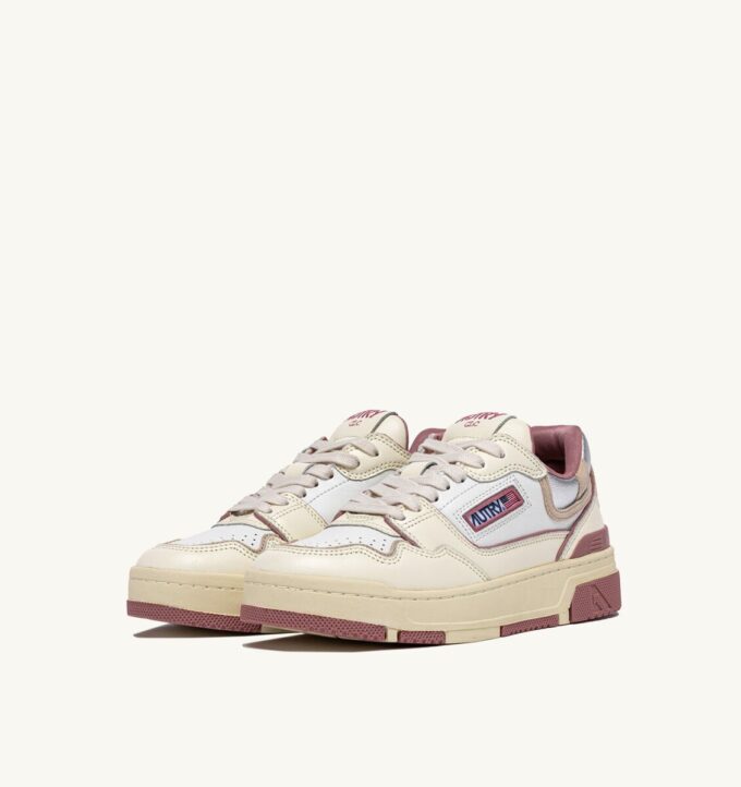 ZAPATILLAS BAJAS CLC EN PIEL BLANCO SUSURRO, ROSA CENIZA Y PLATA ZAPATILLAS BAJAS CLC EN PIEL BLANCO SUSURRO, ROSA CENIZA Y PLATA