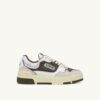 ZAPATILLAS BAJAS CLC EN PIEL Y ANTE BLANCO Y VERDE CAZADOR