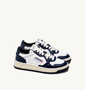 CESTA MEDALISTA BAJA BICOLOR EN CUIR BLANC ET BLEU