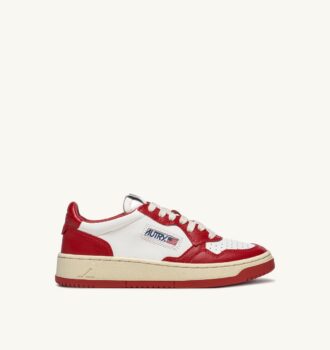 CESTA MEDALISTA BAJA BICOLOR EN CUIR BLANC ET ROUGE