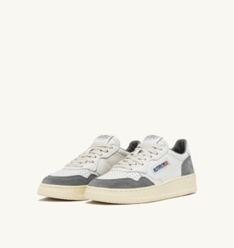 ZAPATILLAS BAJAS MEDALIST DE PIEL ANTE BLANCA Y GRIS