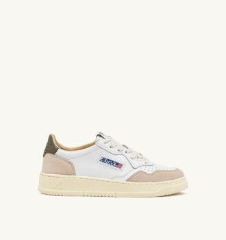 ZAPATILLAS BAJAS MEDALIST DE PIEL ANTE BLANCA Y VERDE COVERT