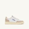 ZAPATILLAS BAJAS MEDALIST DE PIEL BLANCA Y DORADA