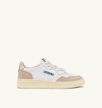 ZAPATILLAS BAJAS MEDALIST DE PIEL BLANCA Y DORADA