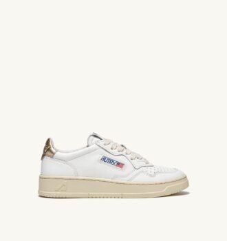 ZAPATILLAS BAJAS MEDALIST DE PIEL BLANCA Y DORADA
