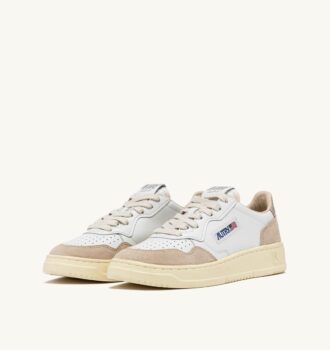 ZAPATILLAS BAJAS MEDALIST DE PIEL BLANCA Y DORADA