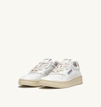 ZAPATILLAS BAJAS MEDALIST DE PIEL BLANCA Y DORADA