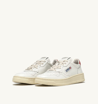 ZAPATILLAS BAJAS MEDALIST DE PIEL BLANCA Y ROJA