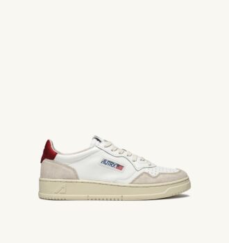 CESTA MEDALISTA BAJA EN CUIR BLANCET ROUGE ET DAIM BEIGE