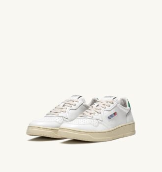 ZAPATILLAS BAJAS MEDALIST DE PIEL BLANCA Y VERDE