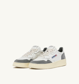 ZAPATILLAS BAJAS MEDALIST DE PIEL Y ANTE BLANCO Y GRIS