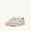 ZAPATILLAS BAJAS MEDALIST DE PIEL Y ANTE BLANCO Y PLATA CON LETRAS