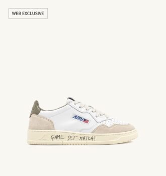 ZAPATILLAS BAJAS MEDALIST DE PIEL Y ANTE COLOR BLANCO Y VERDE CUBIERTO CON LETRAS ZAPATILLAS BAJAS MEDALIST DE PIEL Y ANTE COLOR BLANCO Y VERDE CUBIERTO CON LETRAS