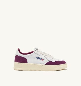 ZAPATILLAS BAJAS MEDALIST DE PIEL Y ANTE EN COLOR BLANCO Y MORADO