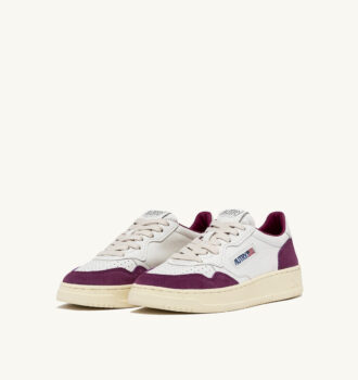 ZAPATILLAS BAJAS MEDALIST DE PIEL Y ANTE EN COLOR BLANCO Y MORADO