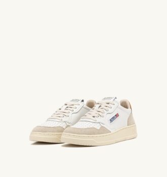 ZAPATILLAS BAJAS MEDALIST EN ANTE Y CUERO BLANCO Y MARRÓN