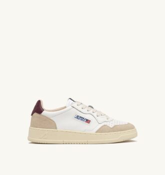 ZAPATILLAS BAJAS MEDALIST EN ANTE Y PIEL BLANCOS Y BURDEOS
