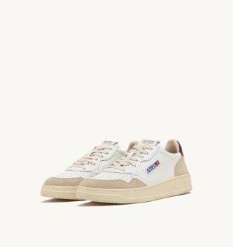 ZAPATILLAS BAJAS MEDALIST EN ANTE Y PIEL BLANCOS Y BURDEOS